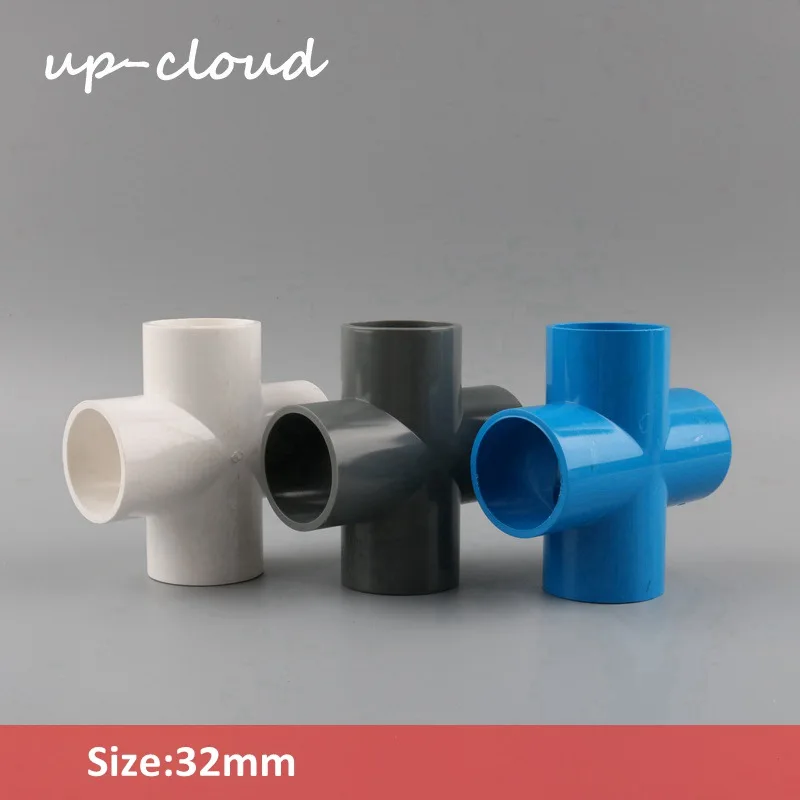 1pcs Upcloud 32mm Pvc Pipe Cross Connector Garden Irrigation System