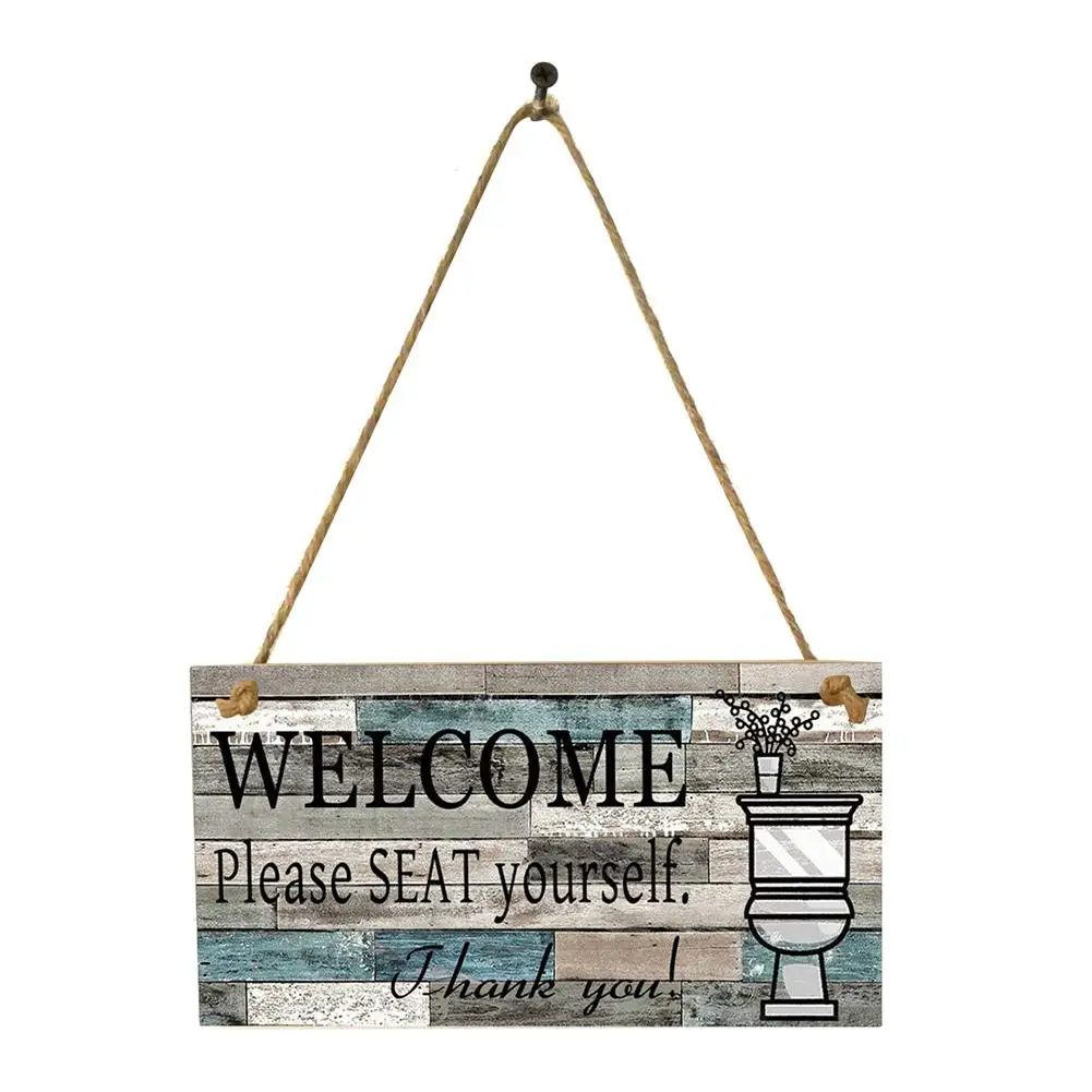 Printed Wooden Wall Hanging Welcome Sign Plaque Bathroom Printed Wooden Wall Hanging Welcome