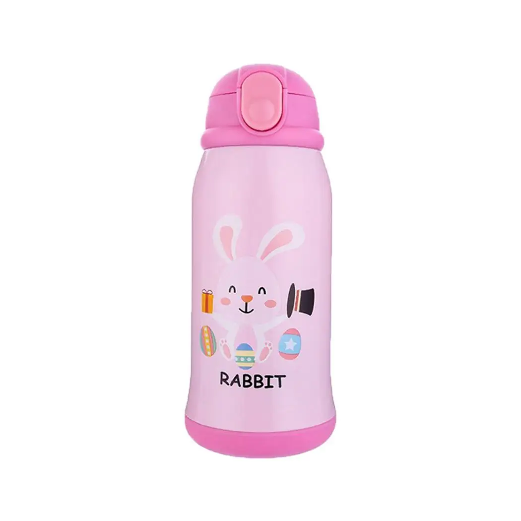 pink rabbit Животный принт бутылка для активного отдыха на открытом воздухе, бутылка для воды 600 мл Творческий Нержавеющая сталь кружка с теплозащитным покрытием из мультфильма - Цвет: pink rabbit