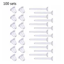 100 набор, гипоаллергенные простые пластиковые серьги, прозрачные шпильки для ушей, игла и полимерная серьга, самодельные аксессуары для ушей