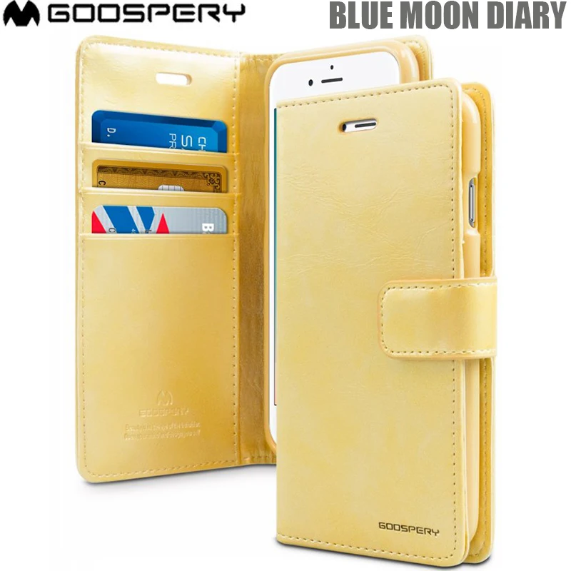 

Original Mercury GOOSPERY Blue Moon Diary With Card Slots Money Pocket Wallet Case Cover for iPhone 7 plus 8 PLUS
