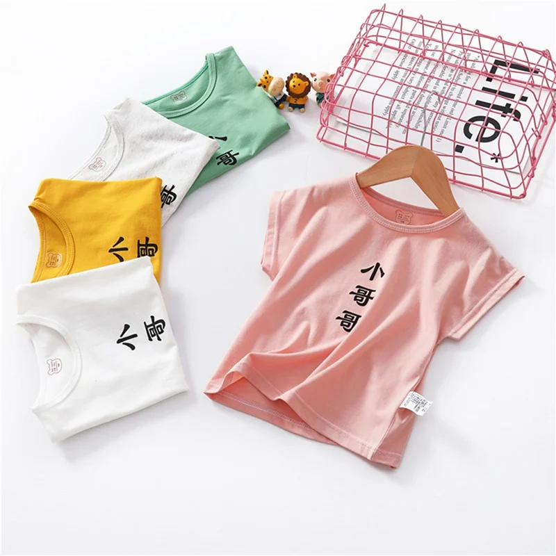 

Cotton Kids T-Shirt Children Summer Short Sleeve T-Shirts for Girls Clothes Letter Chinese Cute Baby T Shirt Toddler Tops