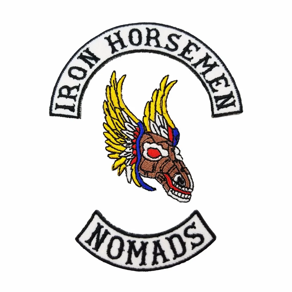 G0621 New LARGE HORSEMEN SETS Motorcycle Biker Embroidered Patch Full Back Size for JACKET VEST 38cm MC PATCH (4)