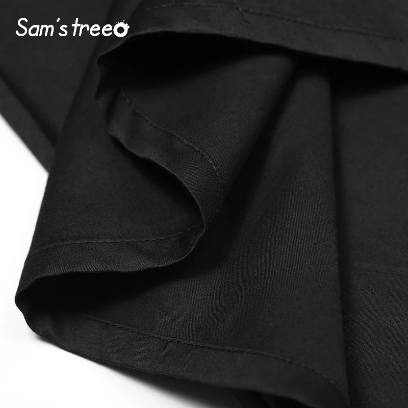 Samstree женское летнее платье на бретельках размера плюс винтажное черное платье трапециевидной формы с карманами и пуговицами женское длинное платье