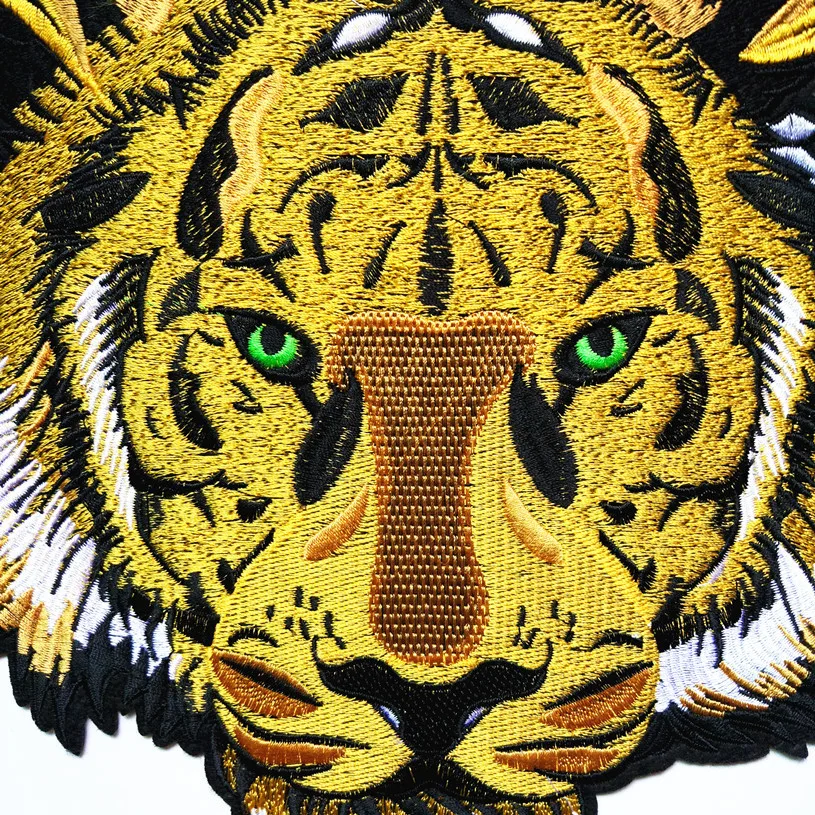 Горячая большой желтый тигр тканевая нашивка вышитые железные на патчи для одежды DIY украшения наклейки для одежды аппликация значок
