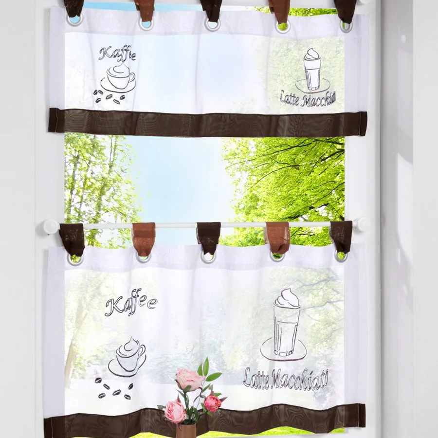 European Style Bistro Window Curtain Fancy Tap Top Kitchen Curtain