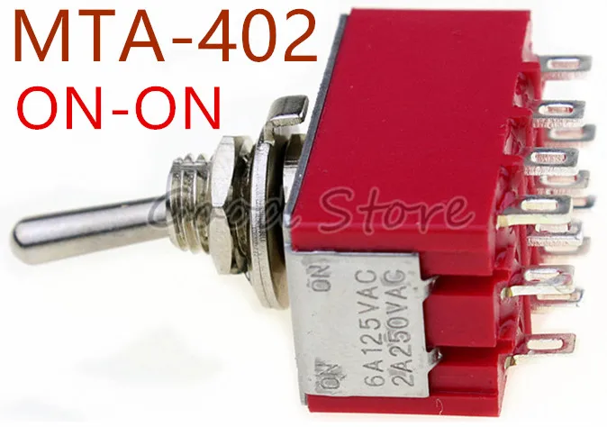 2 Pcs AC 250V 2A 125V 6A 12 Pin 4PDT ON//ON Self Locking Toggle Switch