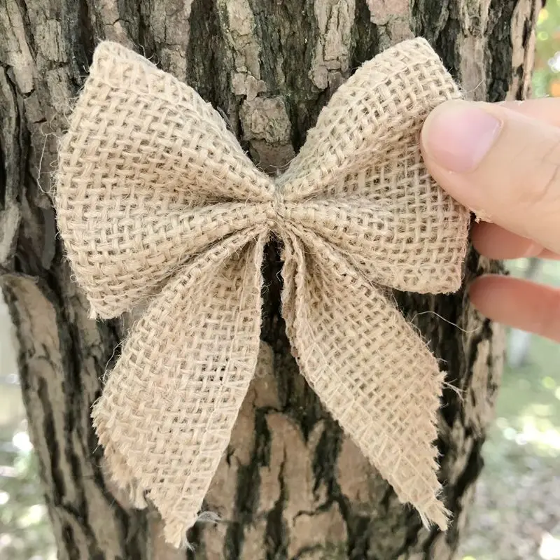 10pcs Lot Diy Burlap Bows Gift Basket Bows Ribbon Knots For Gift