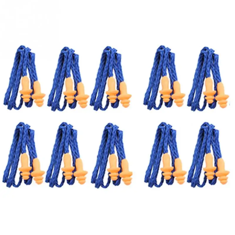

10pcs/Lot Soft Silicone Corded Reusable Ear Plugs Washable Noise Defense Hearing Protection Earplugs 3M High Quality