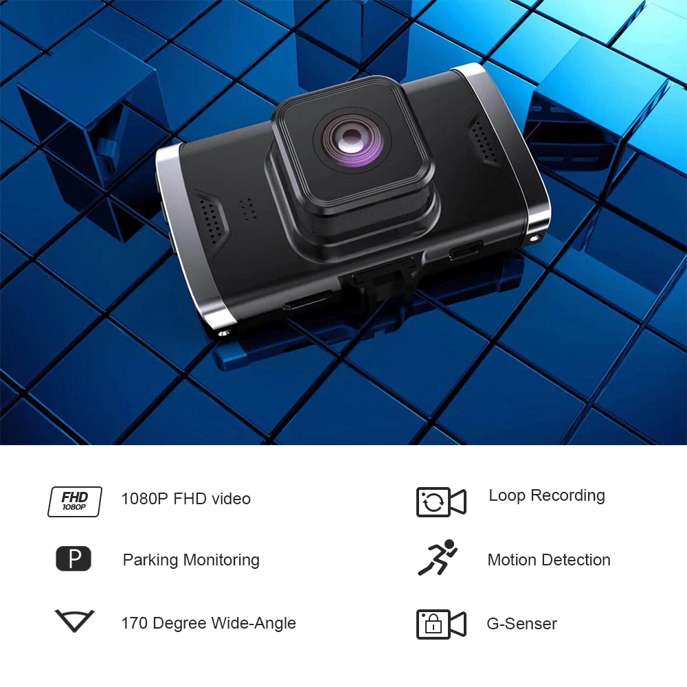 Dash камера 3 0 I nche ips Full HD 1080P Автомобильный видеорегистратор с двумя объективами