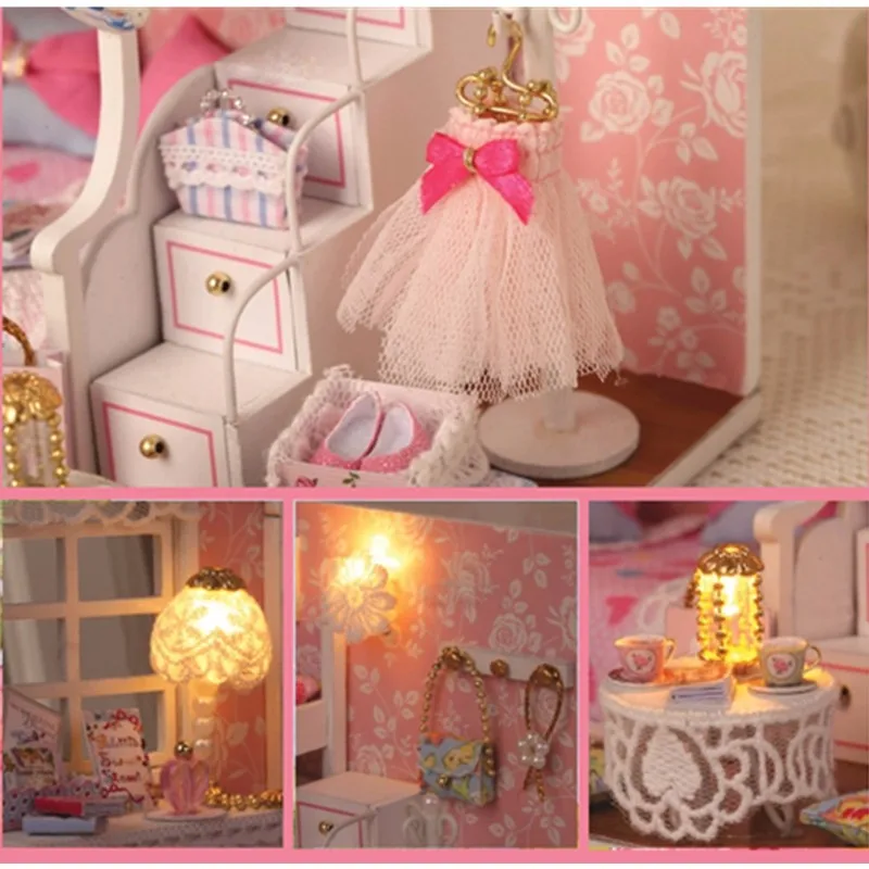 Новое поступление Cuteroom DIY Дерево Набор для кукольного домика миниатюрный с мебель кукольный дом комнаты Ангел мечта Best подарок на день рождения для обувь д