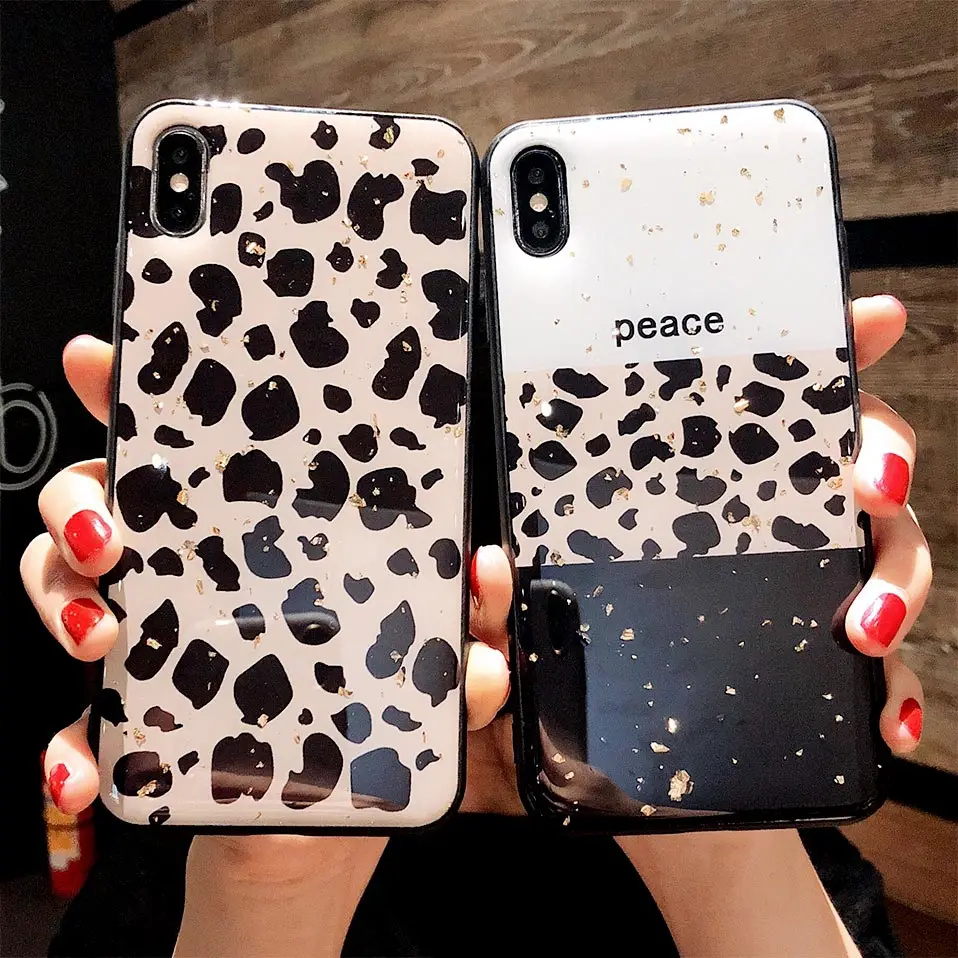 Epoxy Back Cover For iPhone X XR XS Fashion leopard Print Phone Case 6 6S 7 8 Plus Max Coque |