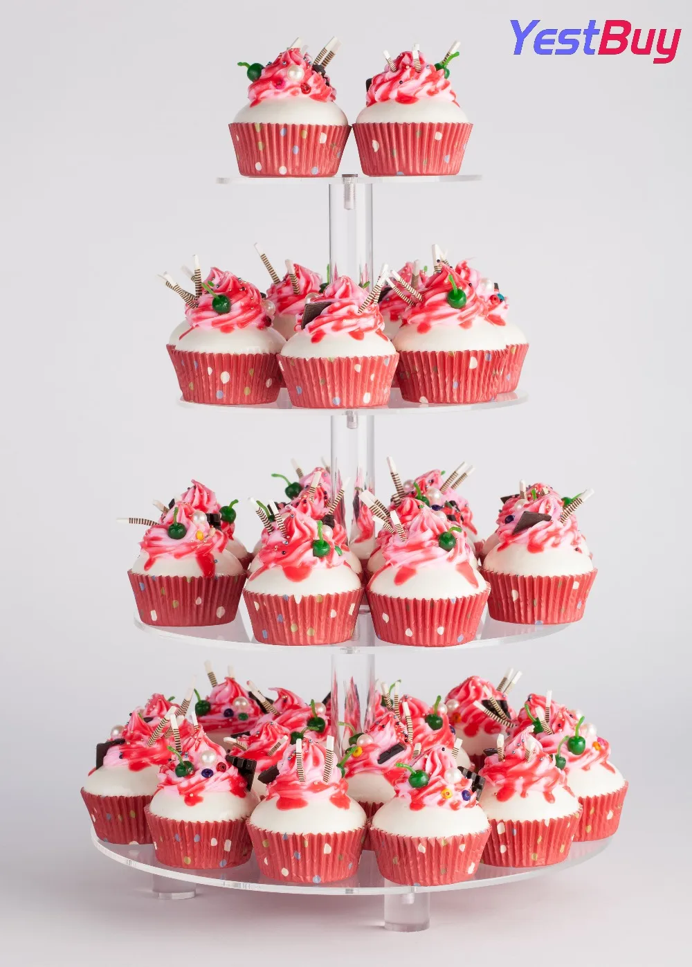

YestBuy 4 Tier Maypole Round Wedding Party Tree Tower Acrylic Cupcake Display Stand With Base (4 Tier (12cm gap))(16.3" Inches)
