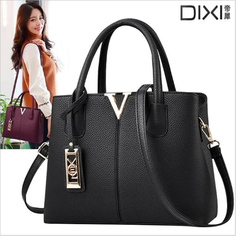 

2019 New fashionable ladies'handbag Pure color Horizontal section type Bag with one shoulder and inclined shoulder