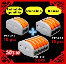 Wago connector 25 PCS PCT 212 213 215 10pcs 2P 10pcs 3P 5pcs 5P Universal Compact