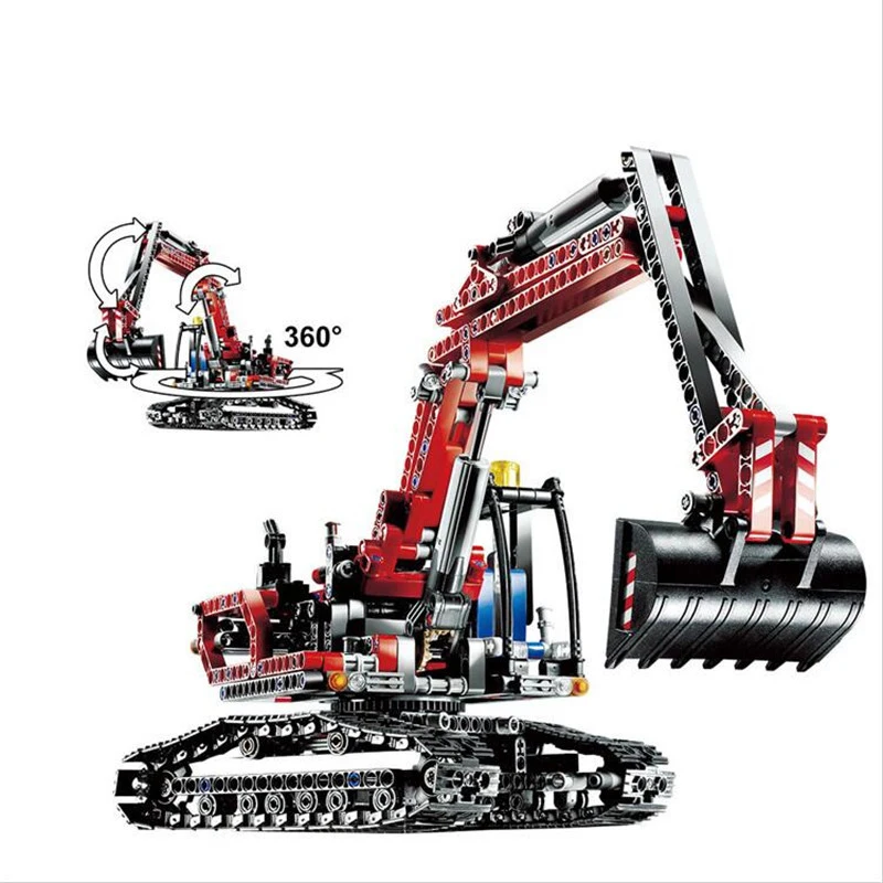 

Technic Series the Red Engineering Excavator Set Building Blocks Bricks Educational Toys for Boys Compatible with Legoingly 8294
