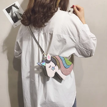 

Fashion bags for women sequins cartoon unicorn small bag new cute Messenger bag casual shoulder bag handbag
