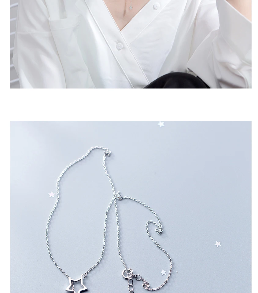 925 Sterling Silver Star Pendant Necklace Cubic Zirconia Micro Paved Fashion Jewely Sex Small Choker Necklaces For Women Girls (9)