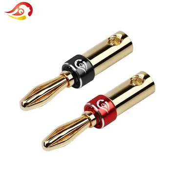 

QYFANG Bright Gold Plated Copper Musical Audio Speaker Cable Banana Plug Solder Line Connector HiFi 4.0mm Wire Hole Pin Adapter