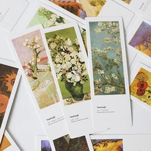 JIANWU 20pcs Van Gogh’s Monet paper creative bookmark bookmark a small school gift card