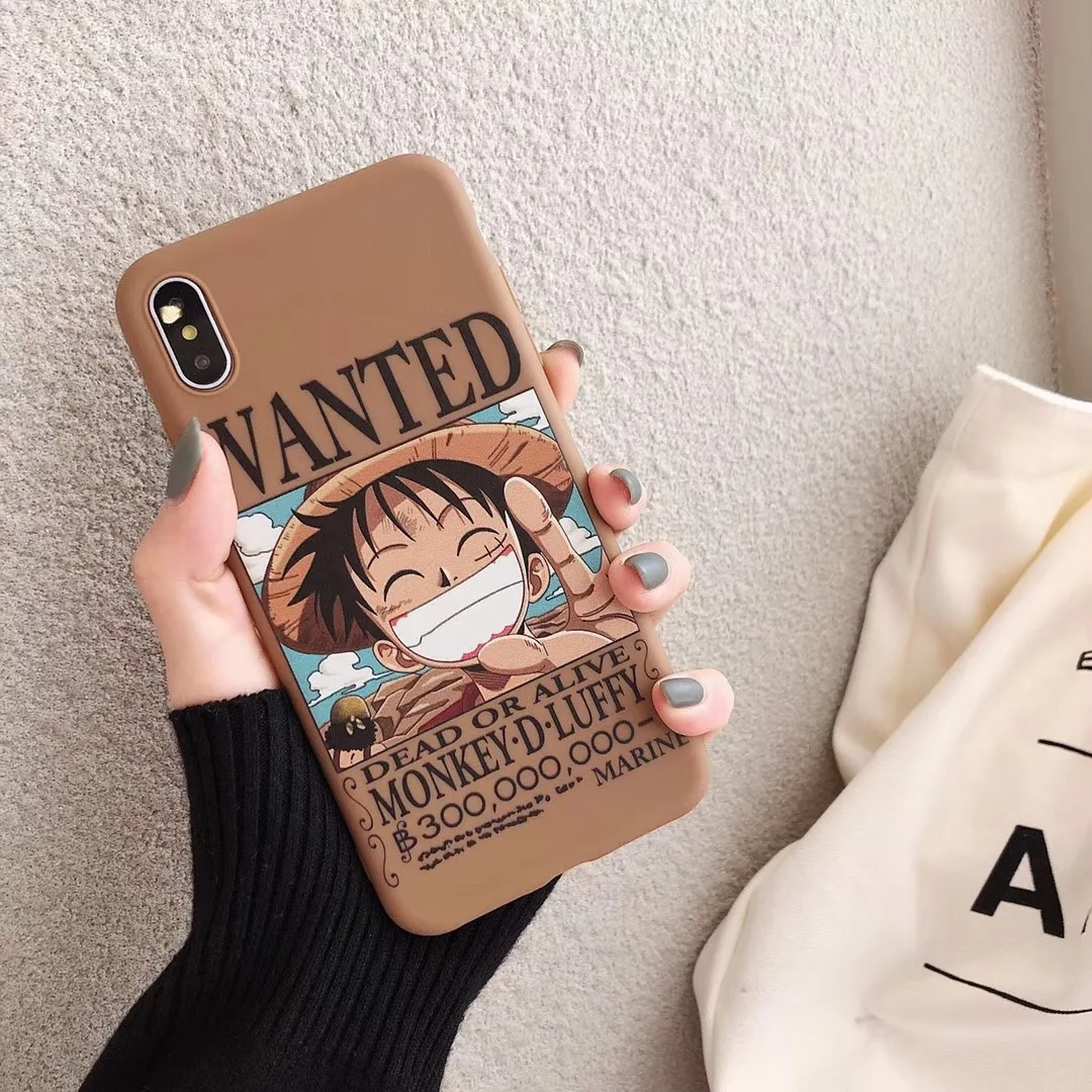 One piece Luffy чехол для телефона аниме для iphone Xs MAX XR X 6 6s 7 8 plus Милая мультяшная улыбка текст окрашенный мягкий ТПУ задняя крышка Fundas - Цвет: 1