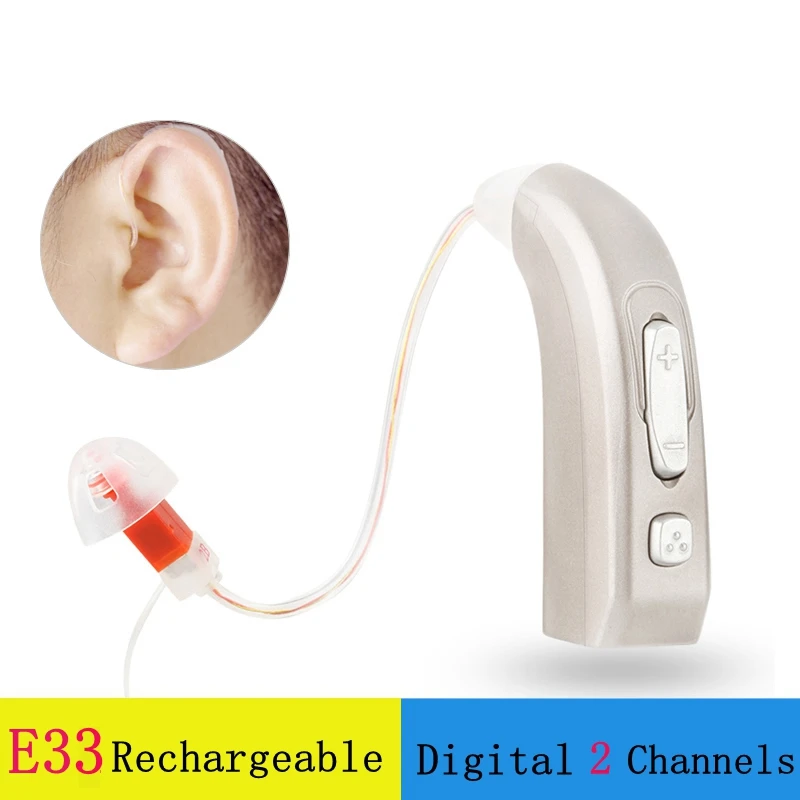 JE33 Newest Rechargeable Hearing Aid Auidphones Microphone Amplifier To Profound Deaf Hearing Aids Left /Right ear Dropshippin
