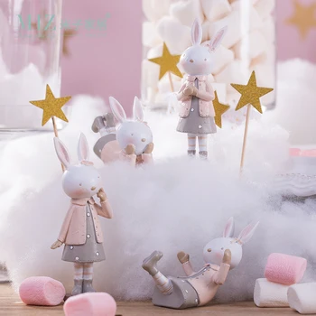 

Miz 1 Piece Pink Rabbit Home Decoration Accessories Status for Decoration Small Figures Gift for Girl Child Room Accessories
