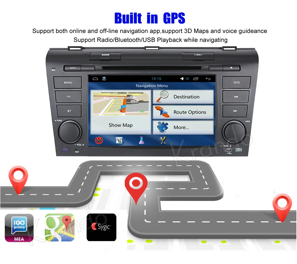 Flash Deal Krando 7" Android 9.0 car audio navigation multimedia system for Mazda 3 2004-2008 radio gps dvd player WIFI 3G DAB+ 2