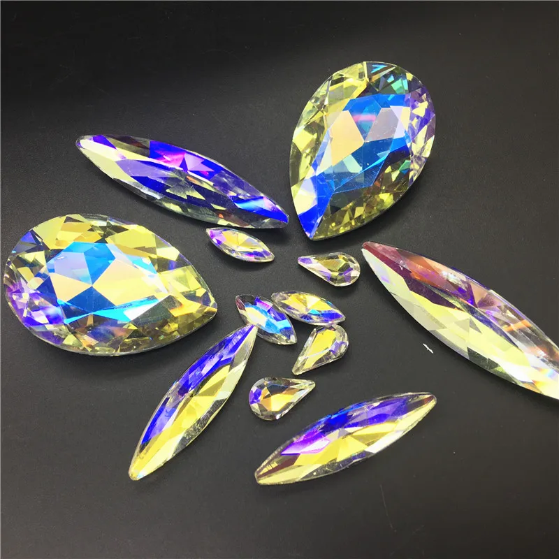 

TopStone Biggest 30x40mm Teardrop Crystal Fancy Stone 13x48 10x35 7x15 Navette Bling Crystal Rhinestone For Jewelry Making