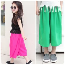 Новые штаны с рисунком г., летние однотонные свободные штаны в Корейском стиле для маленьких девочек штаны-брюки для девочек