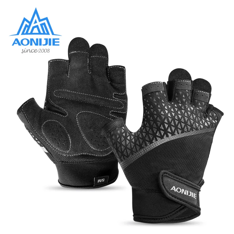 Aonijie Half Finger Sports Gloves Breathable Damping Anti-slip Cycling Running Camping Glove M52