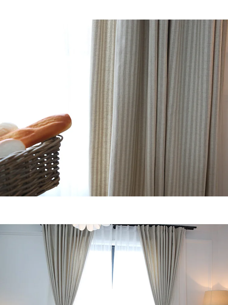 Innermor, мягкие льняные занавески из искусственного льна для гостиной, полосатые жаккардовые занавески для спальни, занавески для кухни, на окно, на заказ