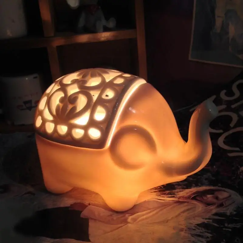AKDSteel Creative Elephant Shape Crystal Salt Bed Lamp Cute Night Light