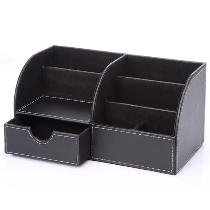  7 Storage Compartments Multifunctional PU Leather Office Desk OrganizerBusiness Card/Pen/Pencil/Mob