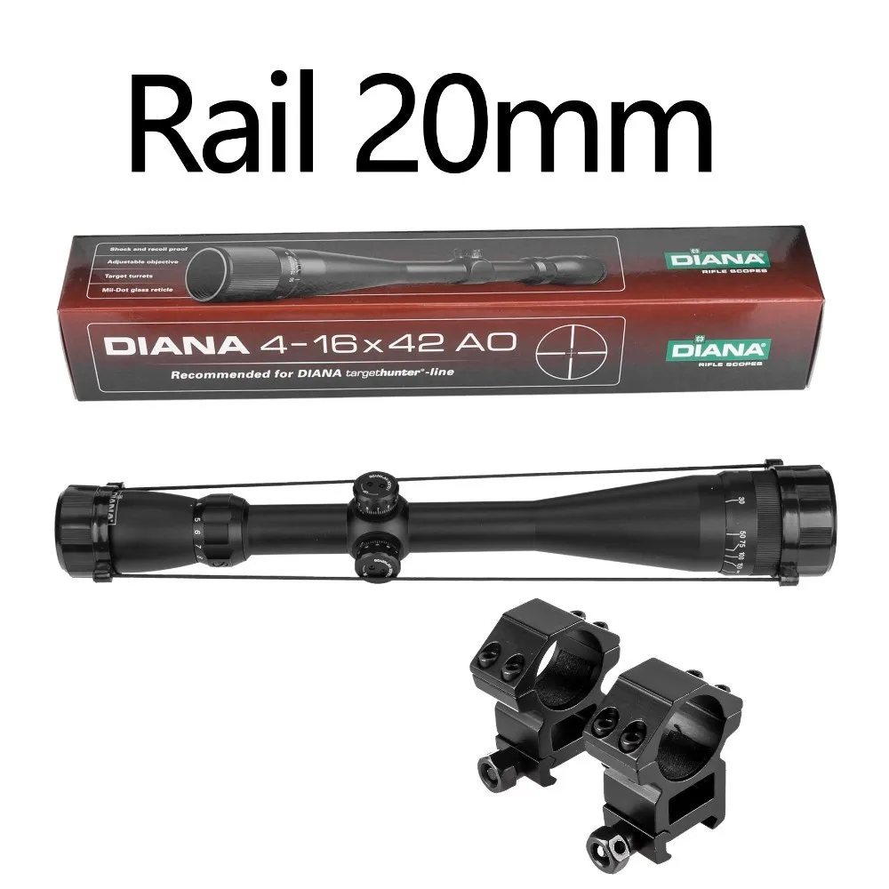 Тактический DIANA 4-16X42 AO Riflescope охотничий прицел оптический прицел Охотничья винтовка - Цвет: 20mm