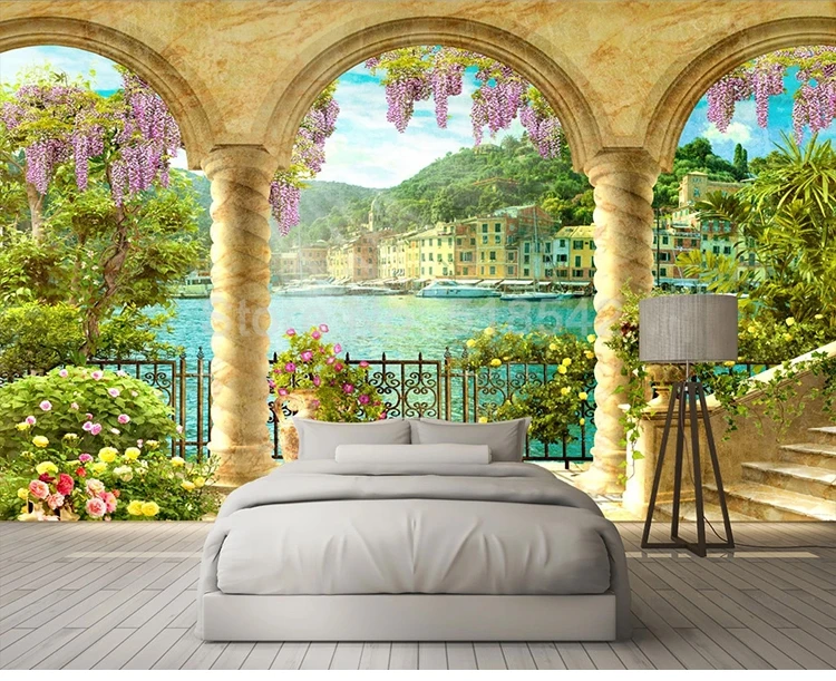 Пользовательские обои фрески 3D стерео космическая Арка балкон пейзаж Фреска гостиная спальня фон настенное украшение панно