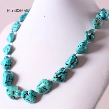 

Natural Stone 11x13-26x35MM Green Howlite Amorphous Loose Beads Necklace 20"E342