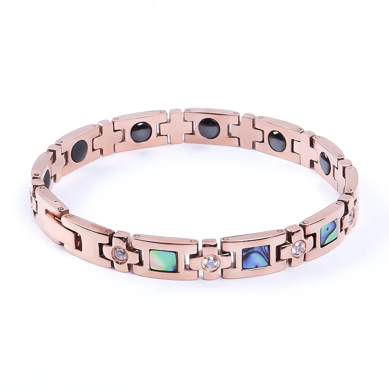 Luxury Fashion Jewelry Bangles bracelets for women Natural shell cubic zirconia rose gold color magnetic bracelet (1)