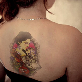 

1pc Waterproof Wolf Temporary Tattoo Stickers Fake Arm Sleeve Body Shoulder Art Supplies