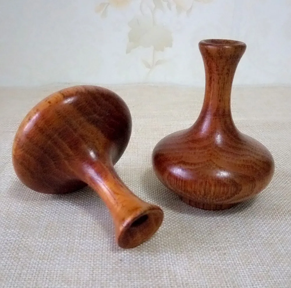 Small Wooden Flower Vase Retro Home Decoration Desktop Decorative