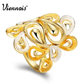

Viennois Dubai Style Size Rings for Women Water Drop Shape Multiple Layered Wide Rings Female Cocktail Party Rings Dubai Jewelry