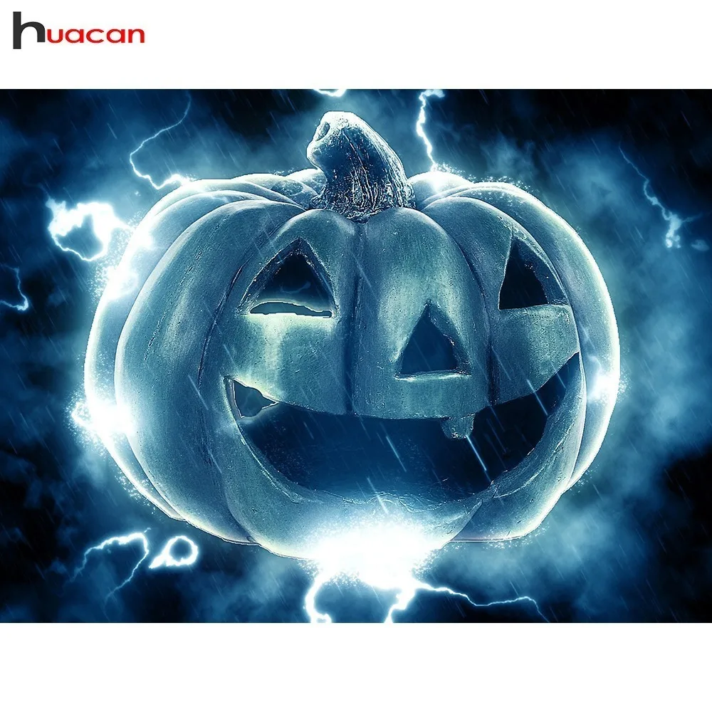 

HUACAN 5D DIY Diamond Painting Cartoon Diamond Mosaic Pumpkin Picture Of Rhinestone Full Square Drill Halloween Decoration Gift