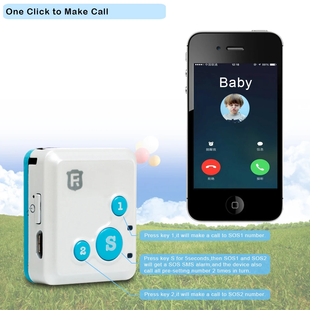 

10pcs Portable RF-V16 Two-way Talk Real-Time GPS Tracker Mini & SOS Communicator for Kids SOS Voice Monitor Free APP Tracking