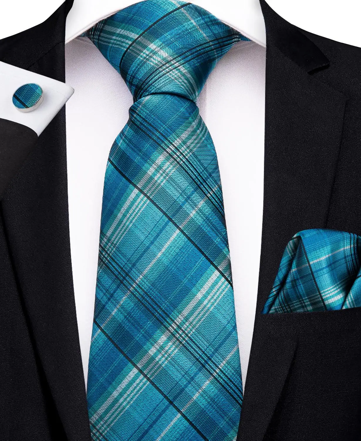 Novelty Neck Ties For Men Casual Plaid Suits Tie Gravatas Teal Mens ...
