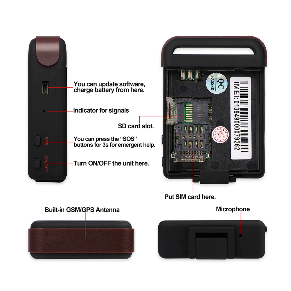 Abrumador Tacto Montaña Kilauea Mini GPS Tracker Personal GSM Locator Car Tracking Device XEXUN TK102-2  SIRF4 Quad Band Standby 120h SD Slot Free Web Tracking