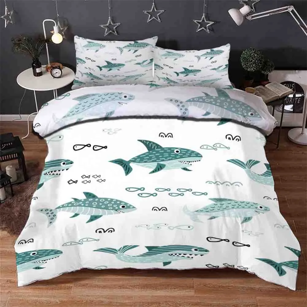 

Sea creatures Bedding quilt cover Duvet Cover Set Pillowcase Microfiber Soft Comforter Bedroom Single Queen King sale