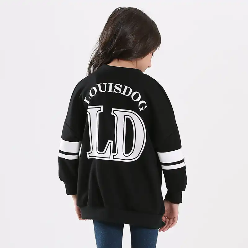 New 2018 Teen Girls Black Sweatshirts 6 15Y Letter Print O Neck