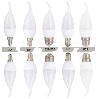 

10PCS/Lot Led Candle Bulb Light Candle Light Lamp E14 E27 E12 B22 B15 3W SMD2835 Warm White Cold White Chandelier Spotlight