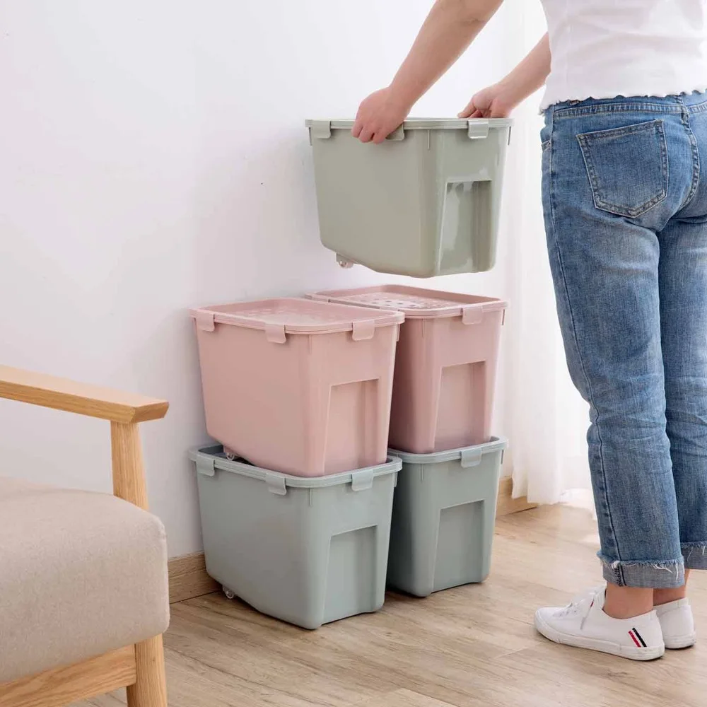 

Clothes Storage Box Clothing Storage Bins with Wheels Snacks Sundries Box Underwear Organizer Home Plastic Storage Containers