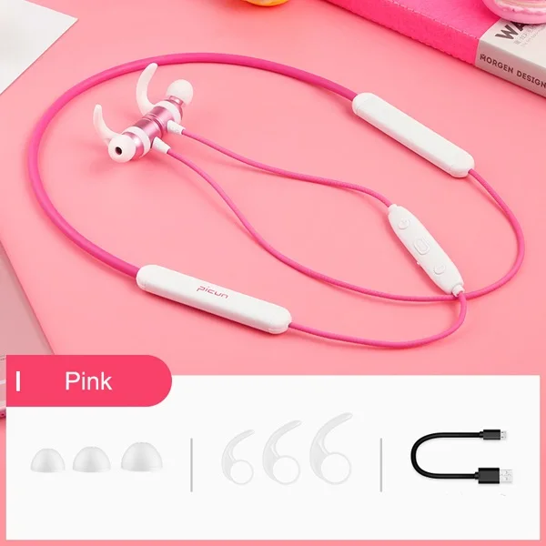 Новинка Picun H26 Спортивные Bluetooth 4,1 наушники беспроводные стерео музыкальные наушники 7 цветов Светящиеся с микрофоном для iphone 6s 7 Xiaomi huawei - Цвет: Розовый